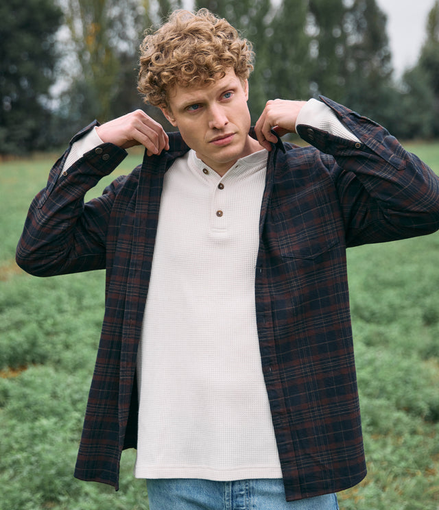 Camisa Hombre Algodón Franela Logan Cuadros Café