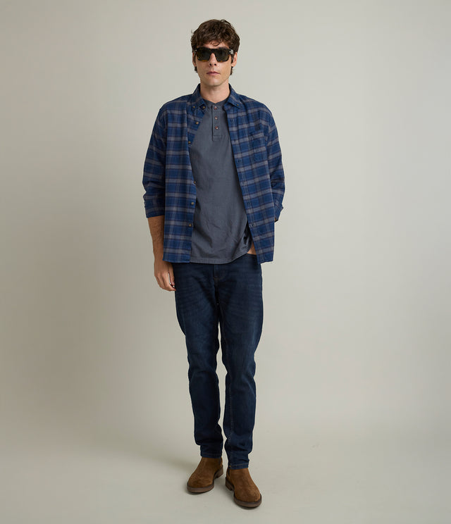 Camisa Hombre Lino Algodón Escosesa Mike