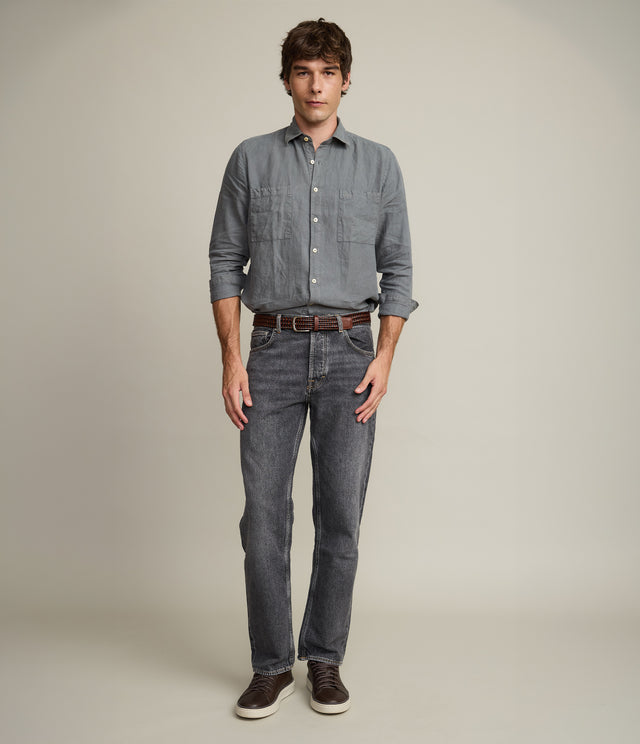 Camisa Hombre Overshirt Lino Verde