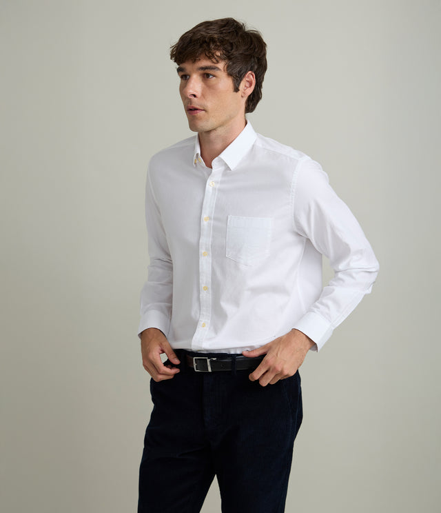 Camisa Hombre Oxford Manga Larga Ellies Blanco