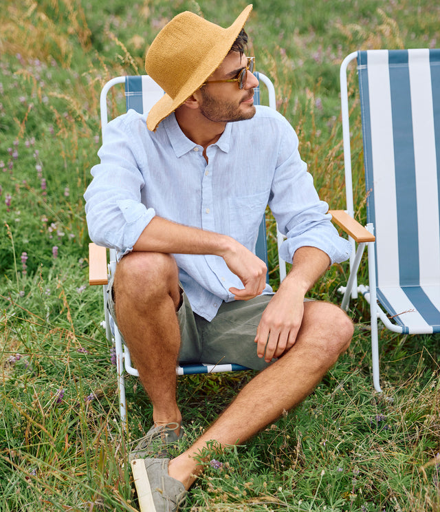 Camisa Hombre Lino Sicilia M/Larga Celeste