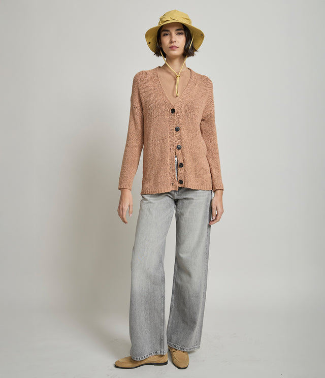 Cardigan Mujer Cinta Terracota