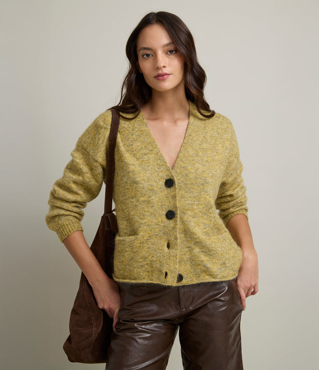 Cárdigan Mujer Mohair Lana Mia Pistacho