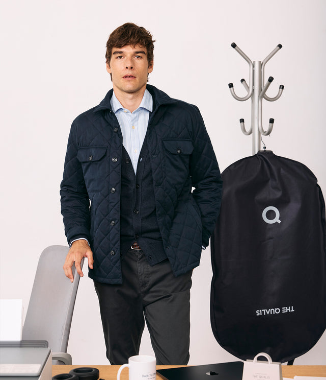 Parka Hombre Quilted Abotonada Azul Marino