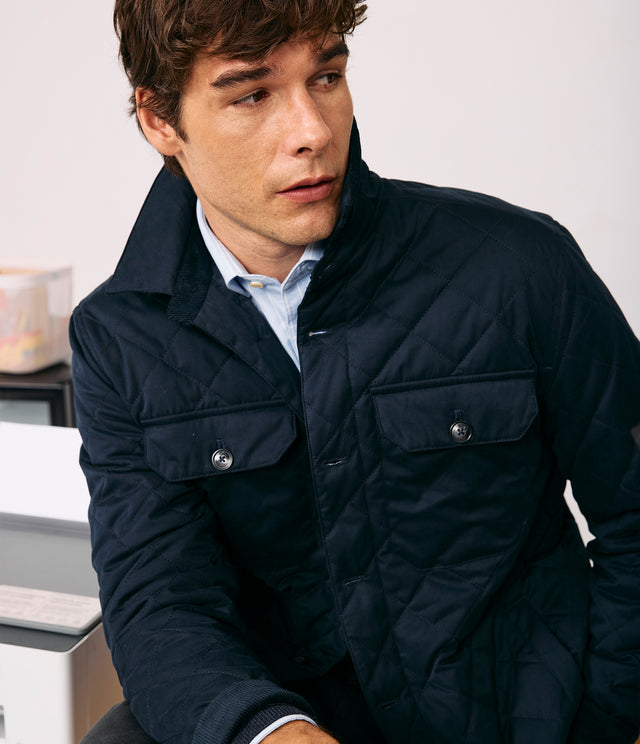 Parka Hombre Quilted Abotonada Azul Marino