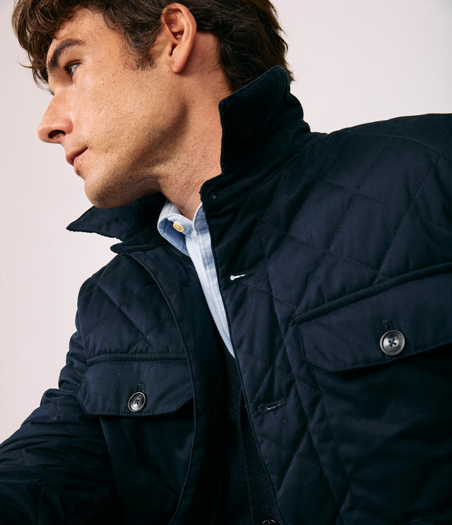 Parka Hombre Quilted Abotonada Azul Marino