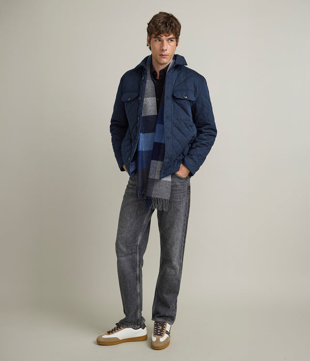Parka Hombre Quilted Abotonada Azul Marino