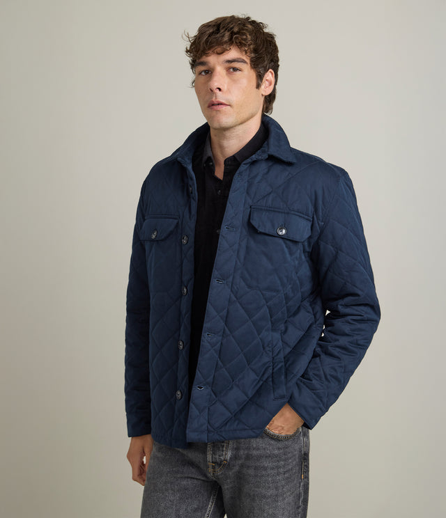 Parka Hombre Quilted Abotonada Azul Marino
