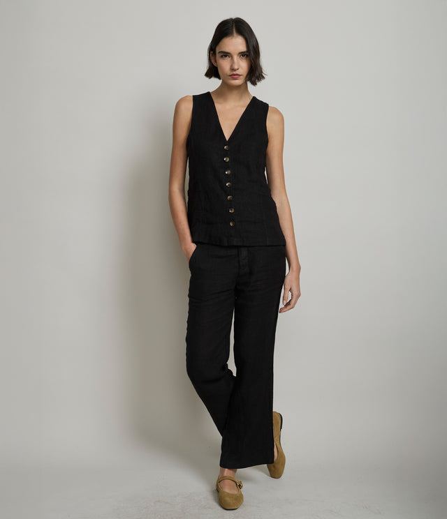 Guillete Mujer 100% Lino italiano Fiore Negro