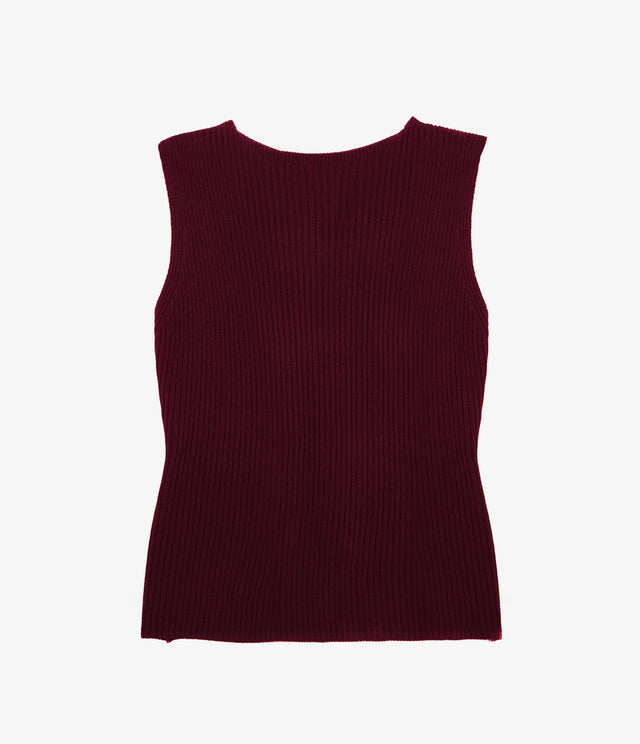 Top Mujer Viscosa Italiana Botones Burdeo