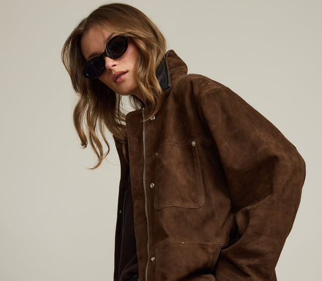 Chaqueta Mujer 100% Cuero Mara Café