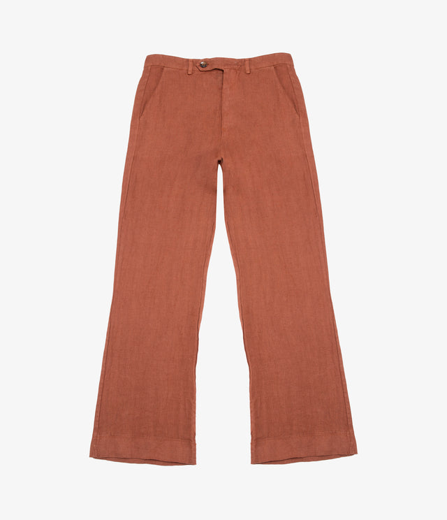 Pantalón Mujer 100% Lino italiano Fiore Terracota