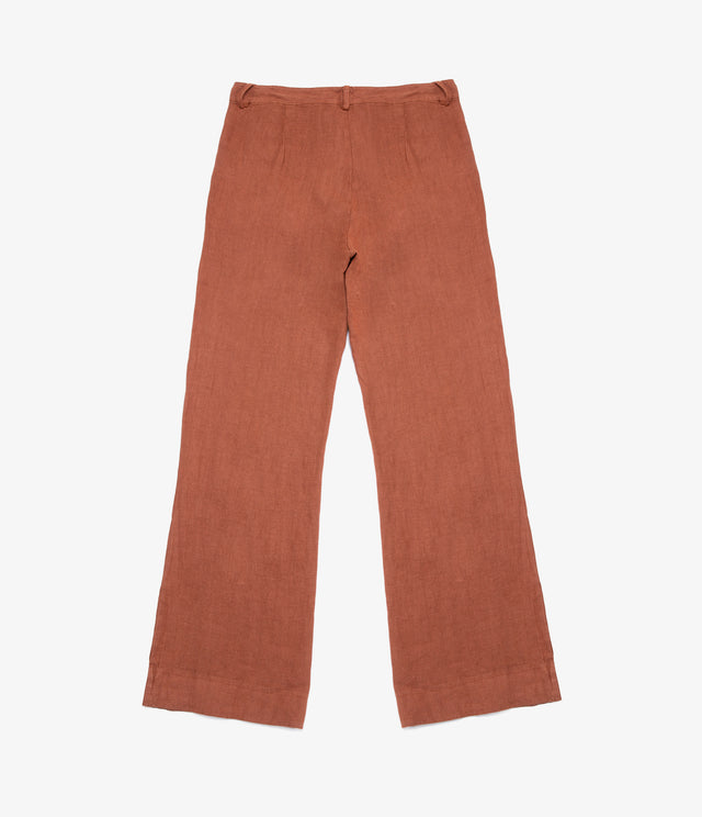 Pantalón Mujer 100% Lino italiano Fiore Terracota