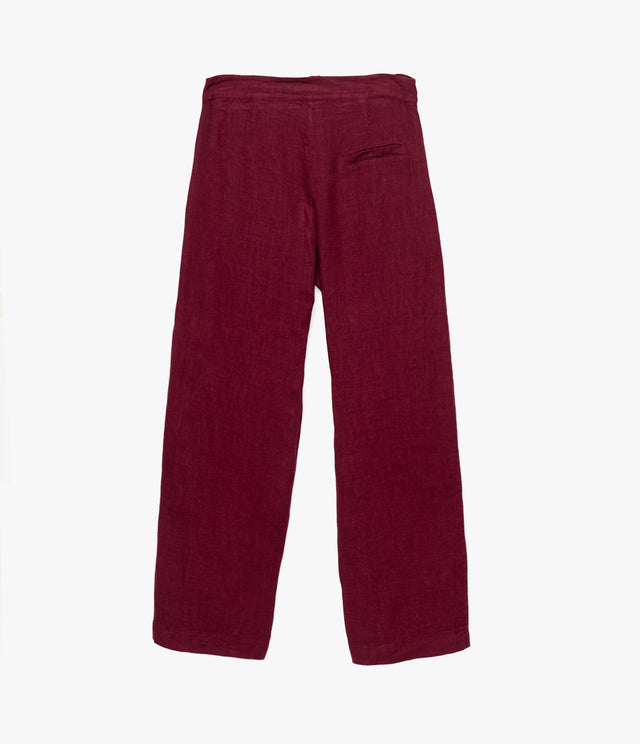 Pantalón Mujer 100% Lino Firenze Burdeo