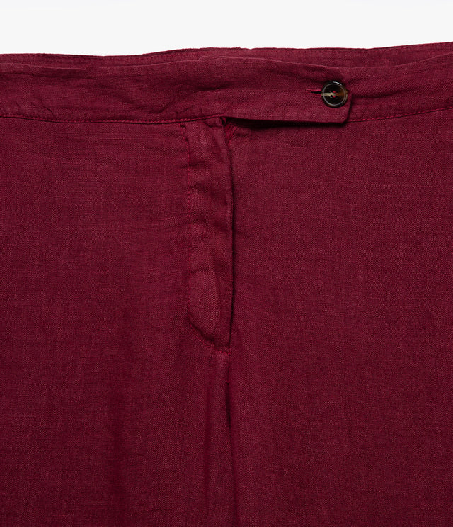 Pantalón Mujer 100% Lino Firenze Burdeo