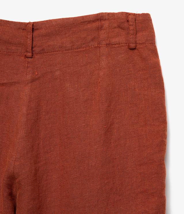 Pantalón Baggy Mujer 100% Lino Firenze Terracota