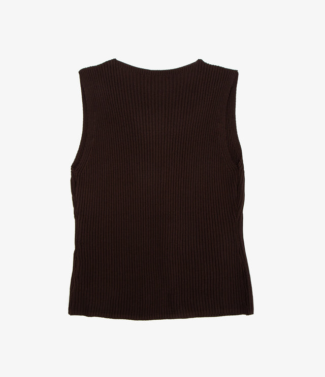 Top Mujer Viscosa Italiana Botones Café