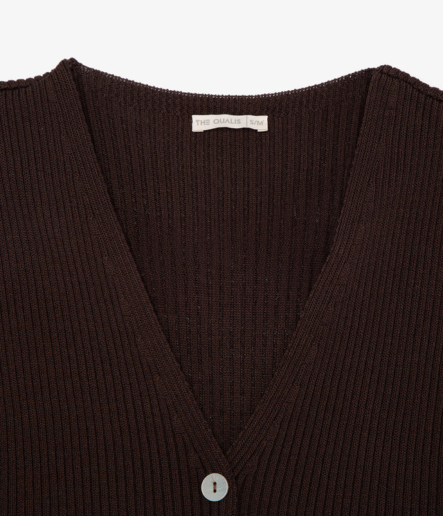 Top Mujer Viscosa Italiana Botones Café