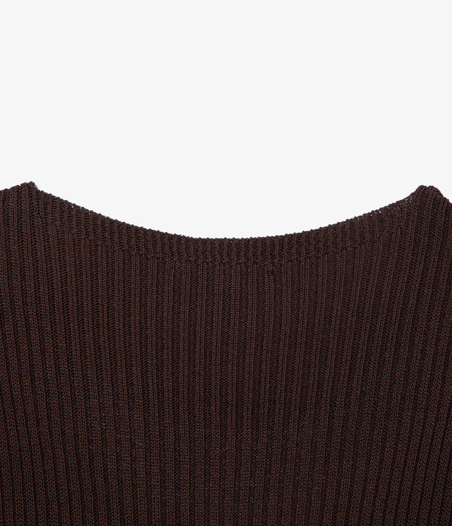 Top Mujer Viscosa Italiana Botones Café