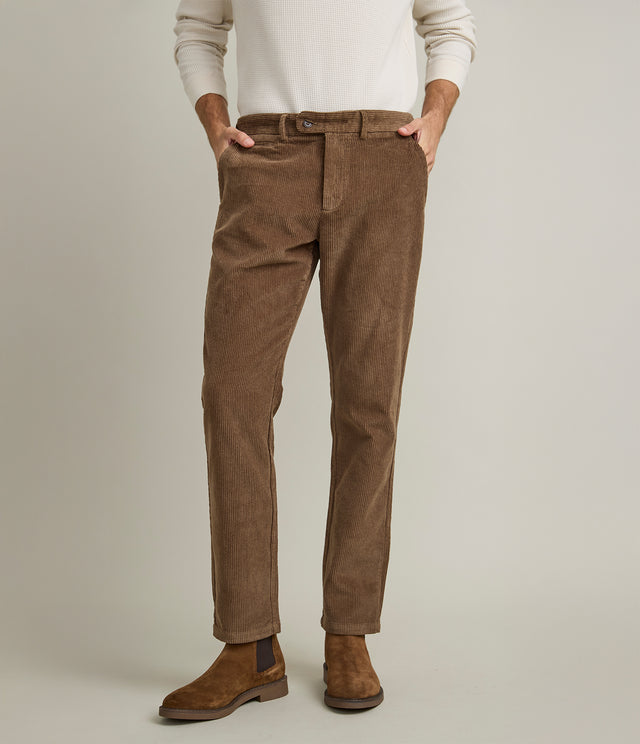 Pantalón Hombre 100% Algodón Cotelé Café