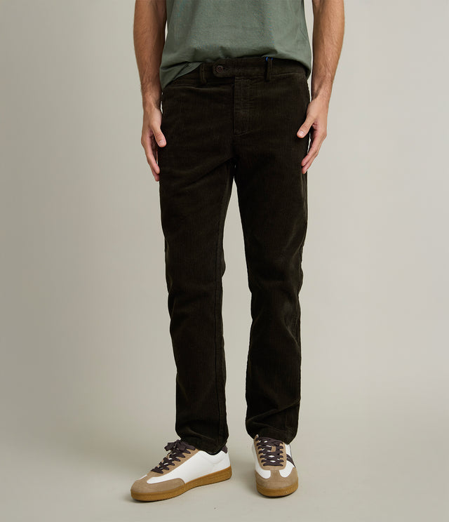 Pantalón Hombre 100% Algodón Cotelé Verde Oscuro
