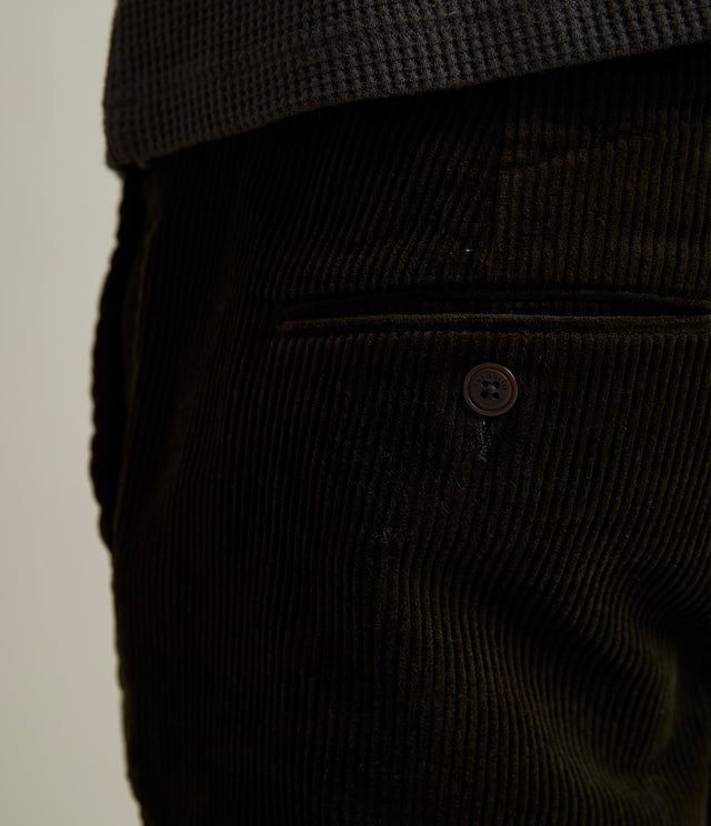 Pantalón Hombre 100% Algodón Cotelé Verde Oscuro