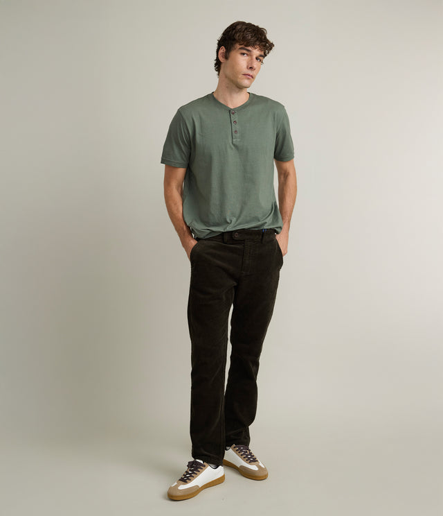 Pantalón Hombre 100% Algodón Cotelé Verde Oscuro