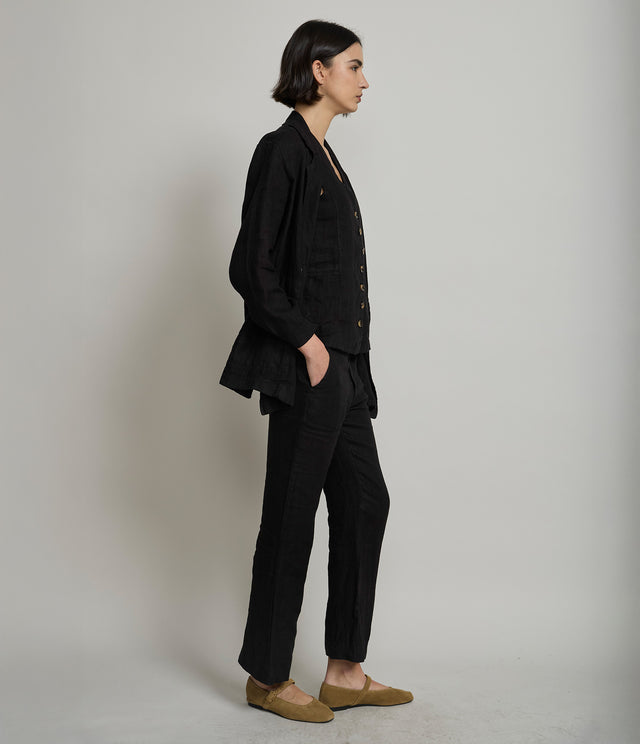 Pantalón Mujer 100% Lino italiano Fiore Negro