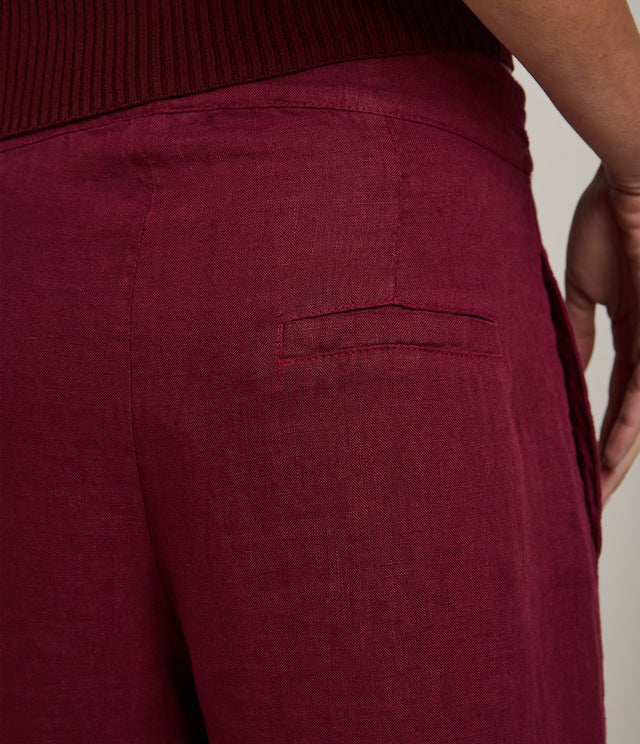 Pantalón Mujer 100% Lino Firenze Burdeo