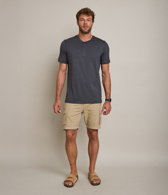 Polera Hombre 100% algodón Stuart Botones Gris