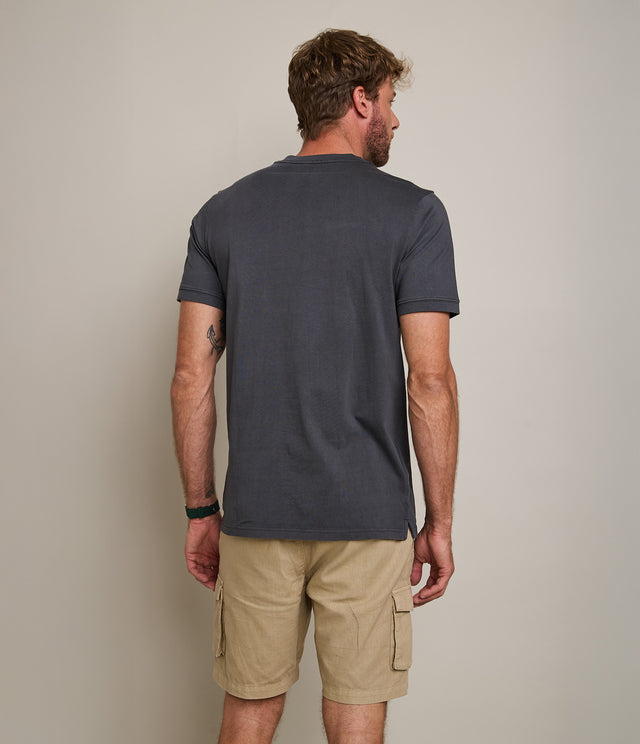 Polera Hombre 100% algodón Stuart Botones Gris