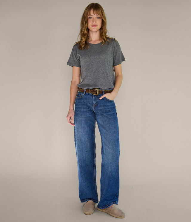 Polera Básica Mujer 100% Algodón Gris