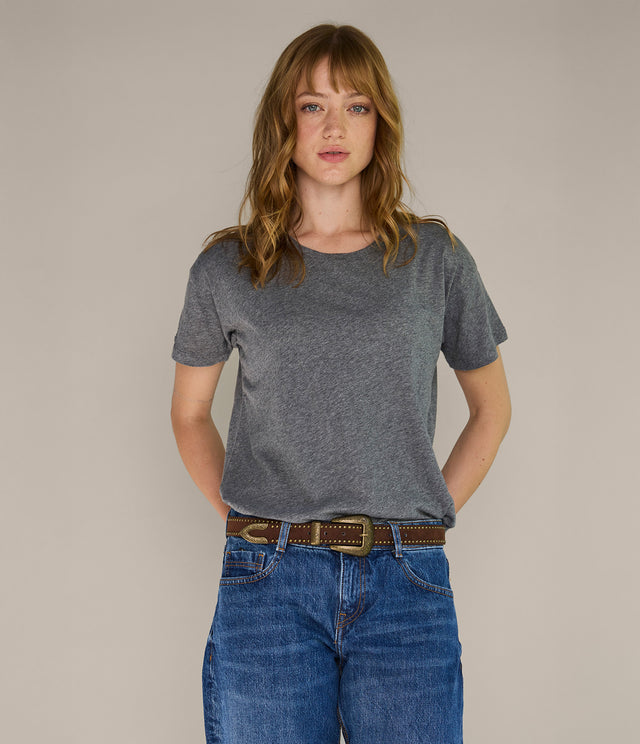 Polera Básica Mujer 100% Algodón Gris