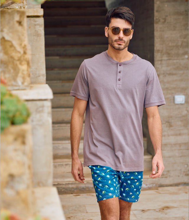 Polera Hombre 100% algodón Stuart Botones Burdeo