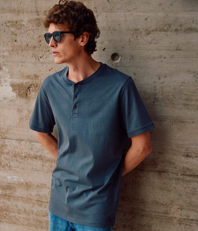 Polera Hombre 100% algodón Stuart Botones Gris