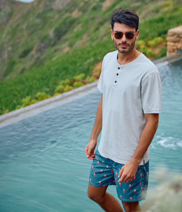 Polera Hombre 100% algodón Stuart Botones Crema