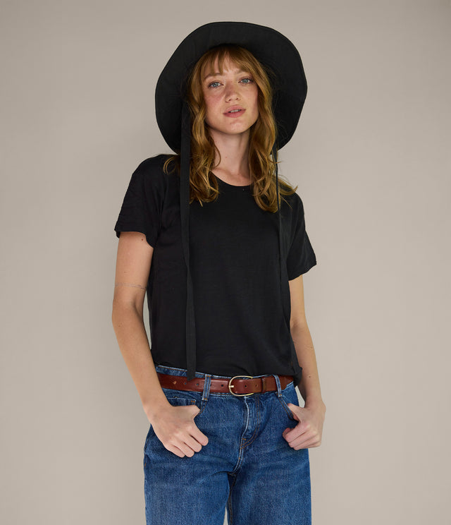 Polera Básica Mujer 100% Algodón Negro