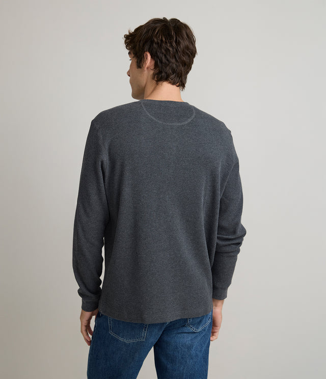 Polera Hombre Algodón Waffle Gris Marengo