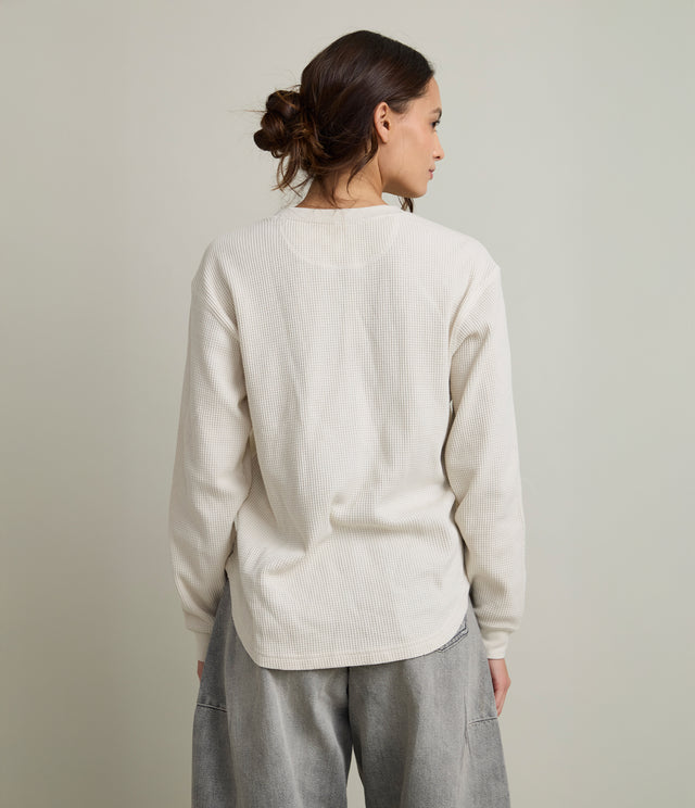 Polera Mujer Algodón Waffle Beige