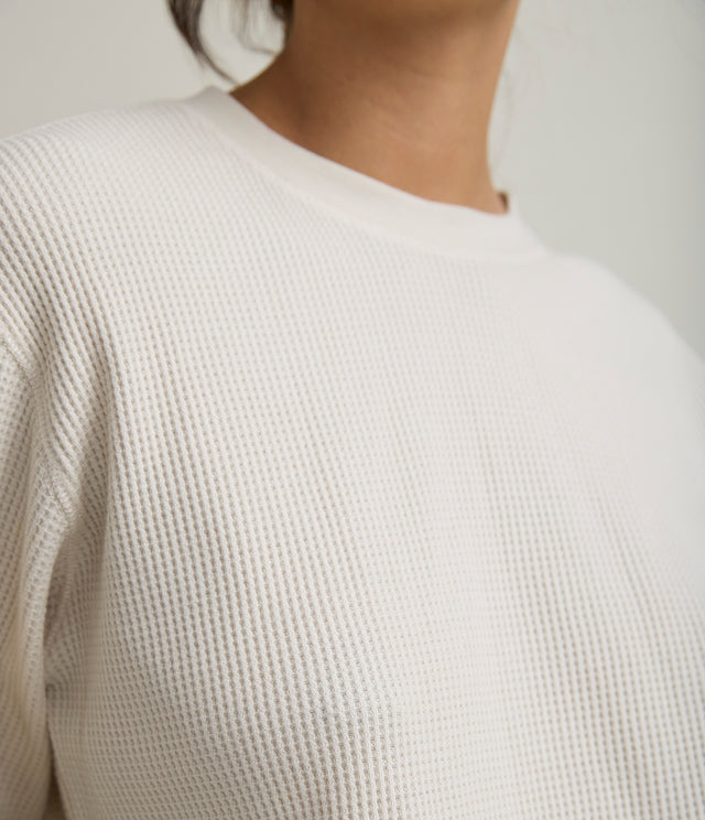 Polera Mujer Algodón Waffle Beige