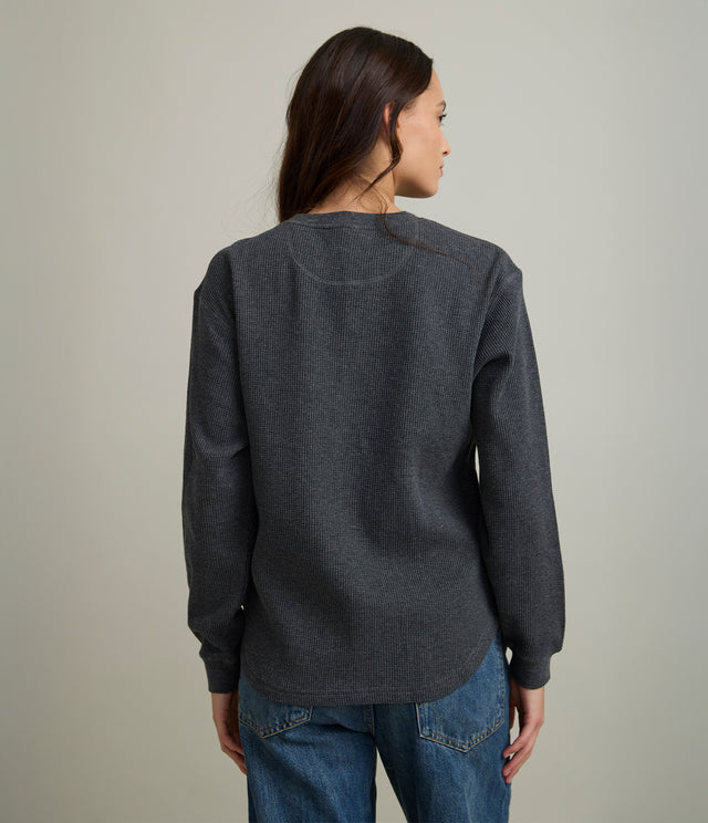Polera Mujer Algodón Waffle Gris Marengo