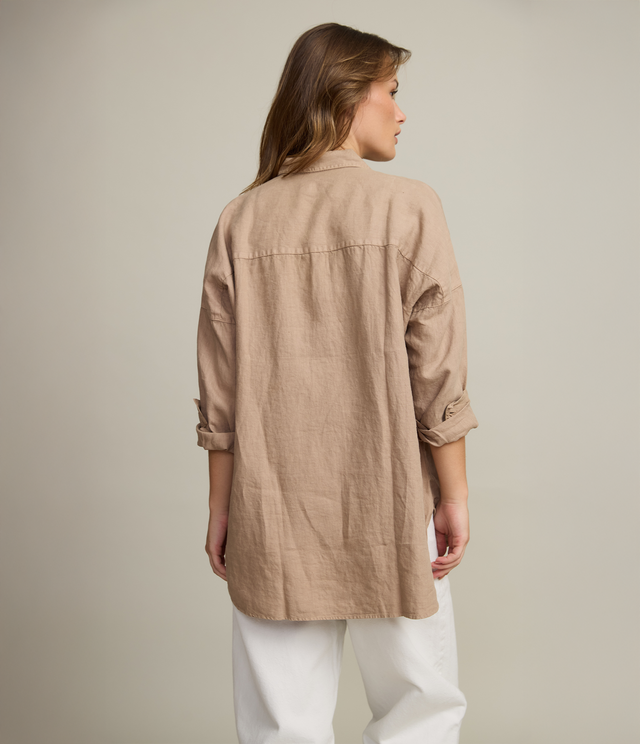 Blusa Mujer 100% Lino Sabah Camel