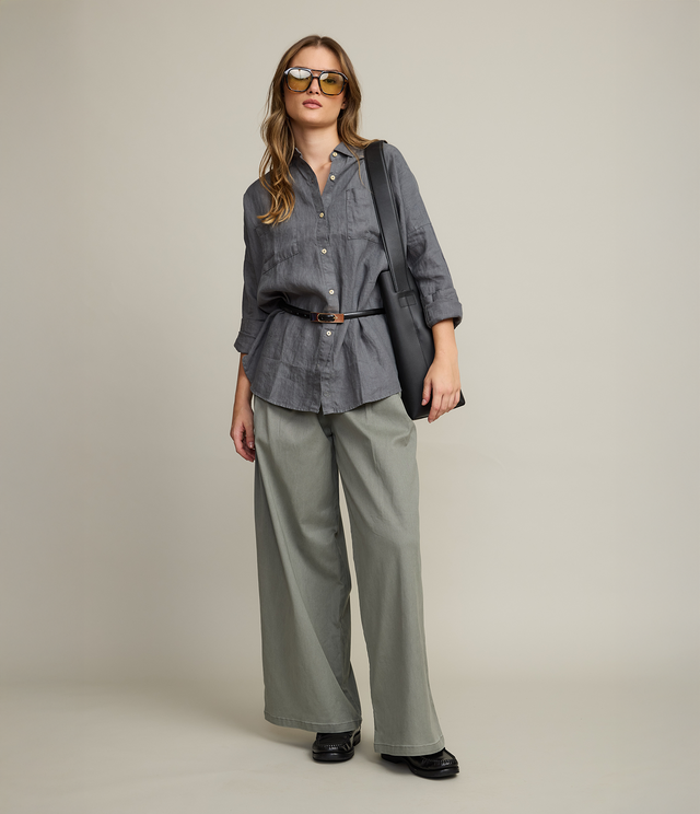 Blusa Mujer 100% Lino Sabah verde