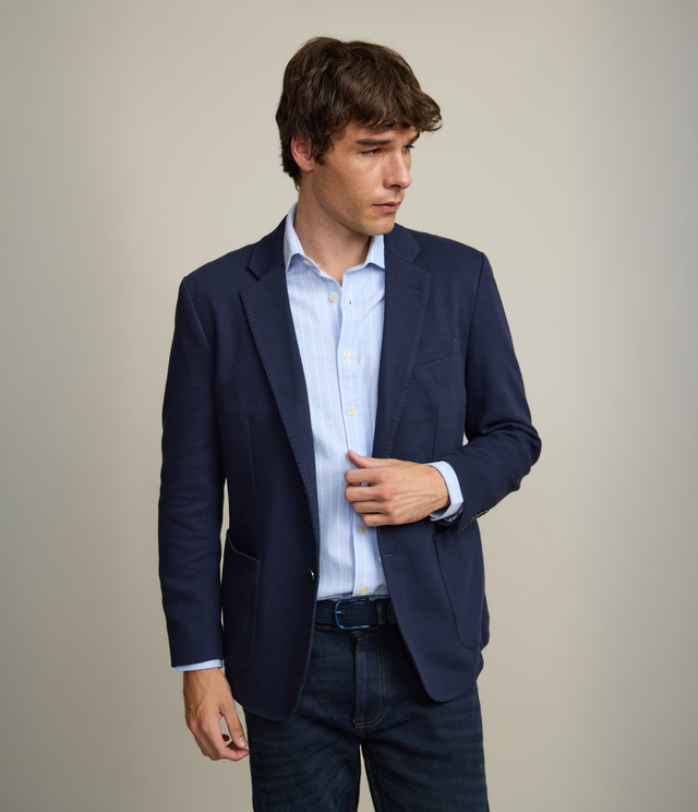 Blazer Hombre Algodón Azul Oscuro