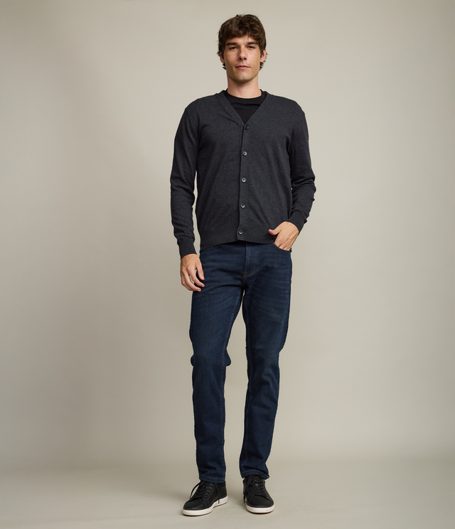 Cardigan Hombre Algodón Merino Balmai Gris Marengo