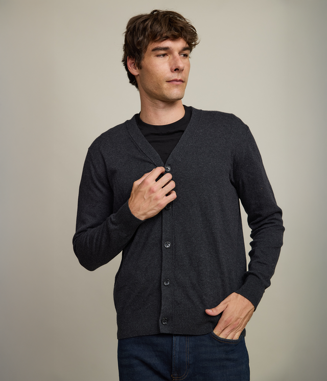 Cardigan Hombre Algodón Merino Balmai Gris Marengo