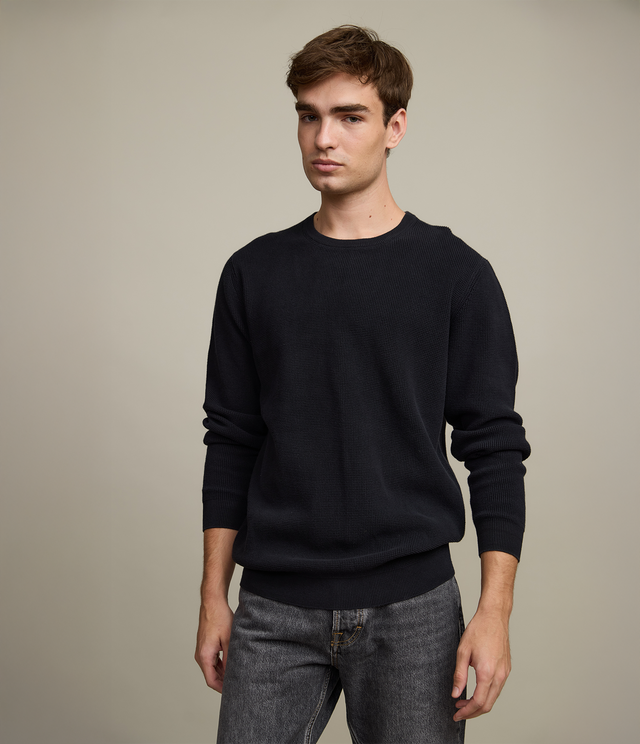Sweater Hombre 100% algodón Waffle Negro