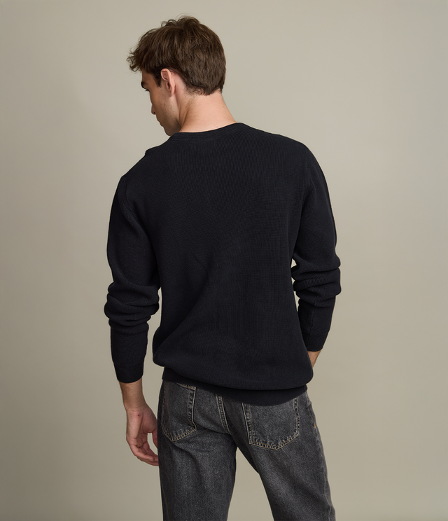 Sweater Hombre 100% algodón Waffle Negro