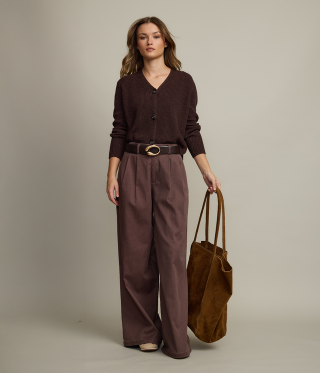 Cárdigan Mujer 100% Algodón Marta Café Rojizo