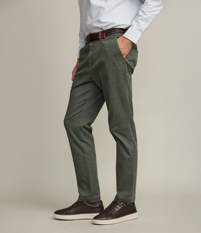 Pantalón Hombre Algodón Lyocell Chino Verde